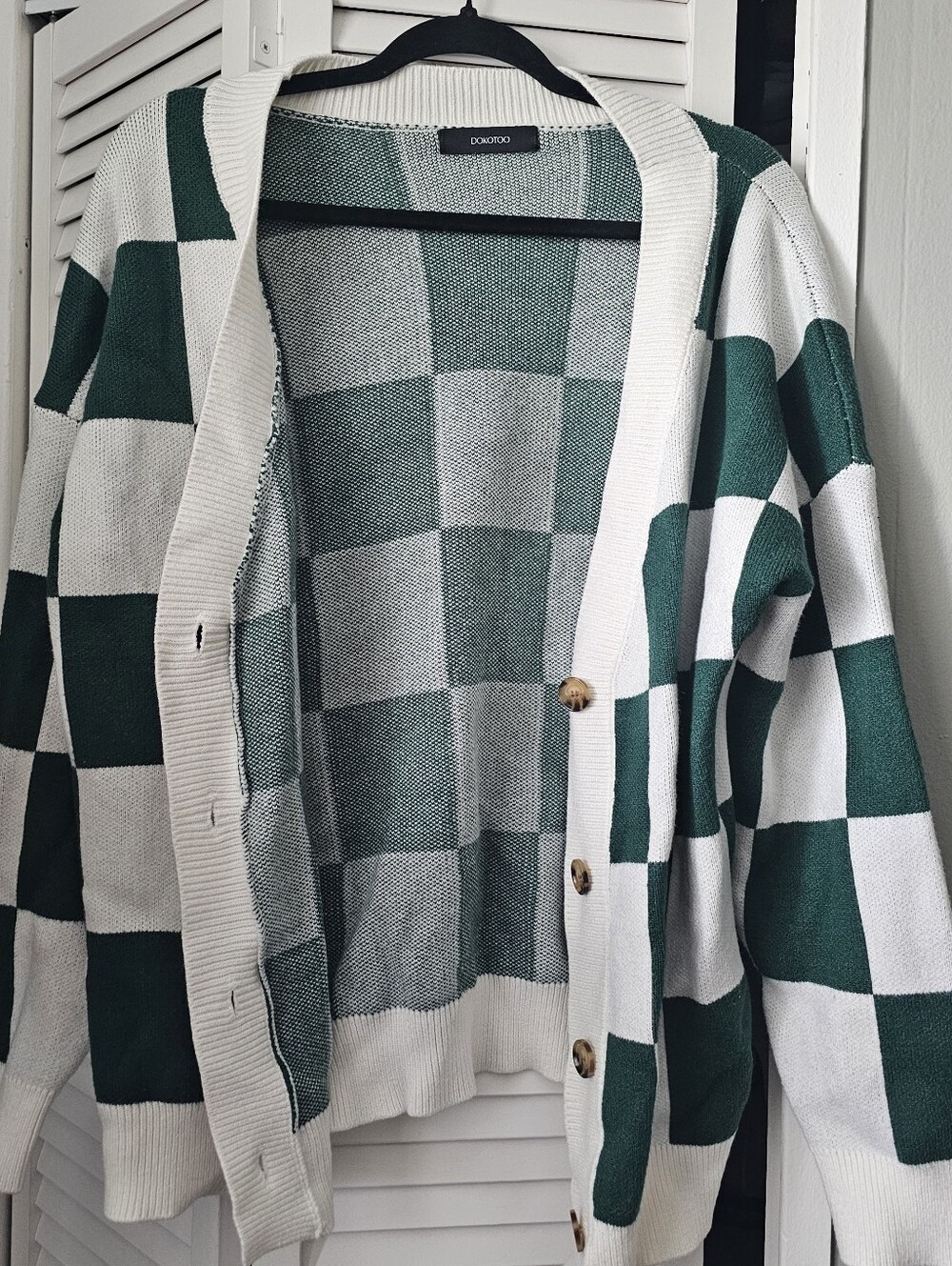 Green Checkered Cardigan - Picture 4 of 5